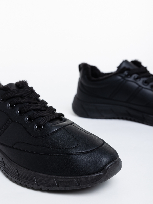 Ανδρικά αθλητικά παπούτσια μαύρα από οικολογικό δέρμα Preston, 4 - Kalapod.gr