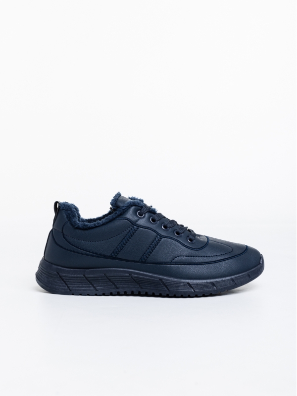 Ανδρικά αθλητικά παπούτσια σκούρο μπλε από οικολογικό δέρμα Preston, 3 - Kalapod.gr