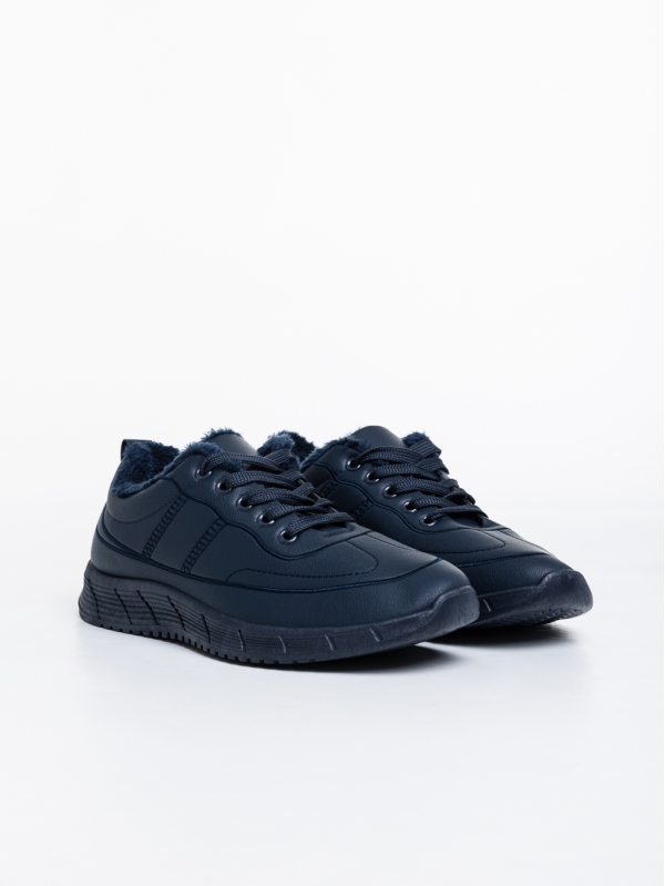 Ανδρικά αθλητικά παπούτσια σκούρο μπλε από οικολογικό δέρμα Preston, 2 - Kalapod.gr