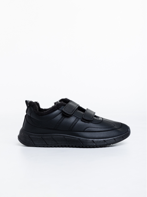 Ανδρικά αθλητικά παπούτσια μαύρα από οικολογικό δέρμα Tristian, 3 - Kalapod.gr