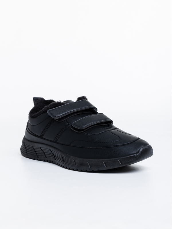 Ανδρικά αθλητικά παπούτσια μαύρα από οικολογικό δέρμα Tristian, 2 - Kalapod.gr