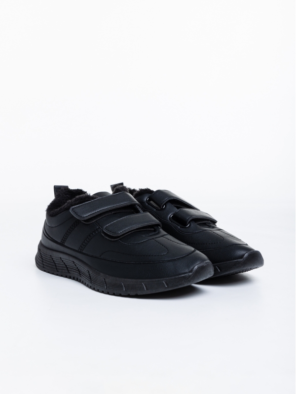 Ανδρικά αθλητικά παπούτσια μαύρα από οικολογικό δέρμα Tristian - Kalapod.gr