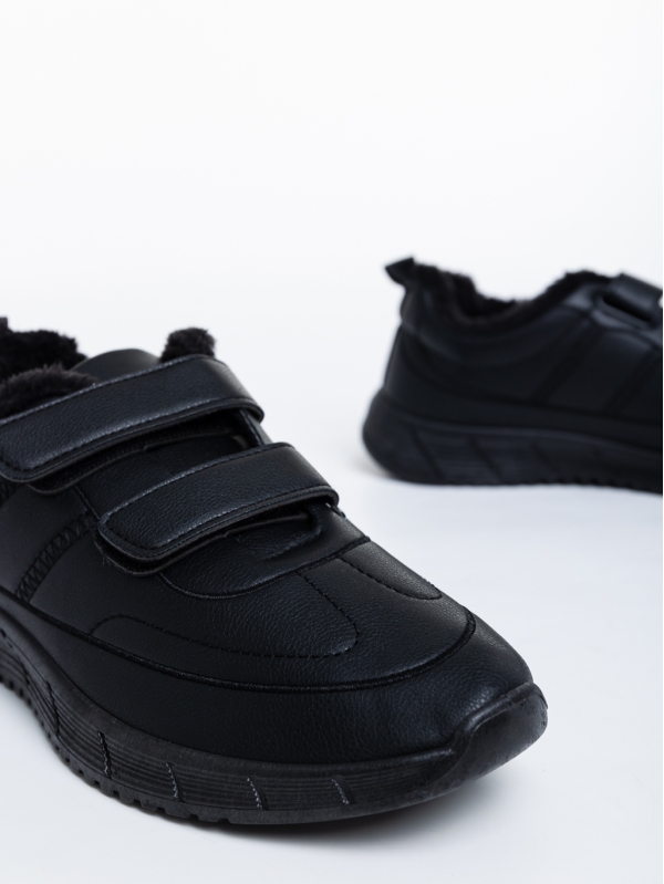 Ανδρικά αθλητικά παπούτσια μαύρα από οικολογικό δέρμα Tristian, 4 - Kalapod.gr