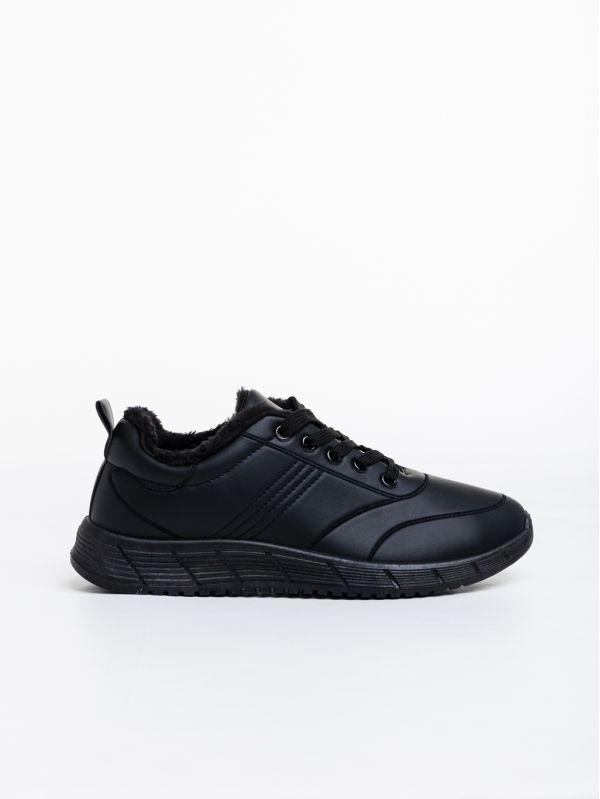 Ανδρικά αθλητικά παπούτσια μαύρα από οικολογικό δέρμα Jorah, 3 - Kalapod.gr