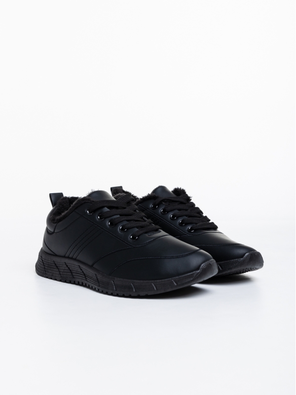 Ανδρικά αθλητικά παπούτσια μαύρα από οικολογικό δέρμα Jorah, 2 - Kalapod.gr