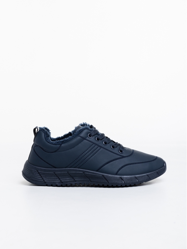 Ανδρικά αθλητικά παπούτσια σκούρο μπλε από οικολογικό δέρμα Jorah, 3 - Kalapod.gr