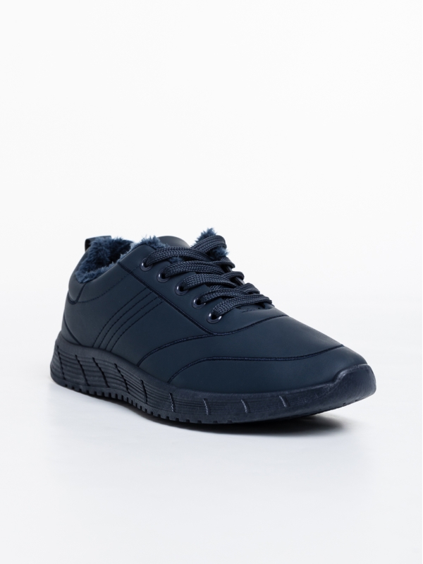 Ανδρικά αθλητικά παπούτσια σκούρο μπλε από οικολογικό δέρμα Jorah - Kalapod.gr