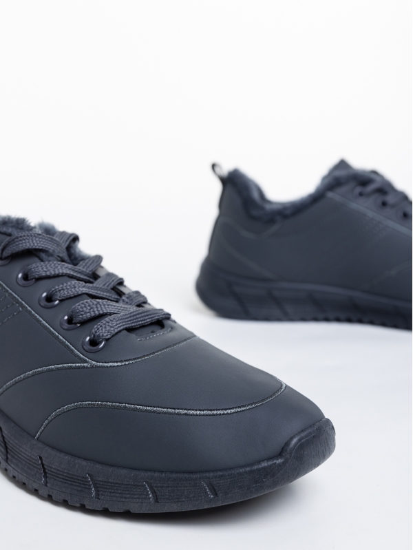 Ανδρικά αθλητικά παπούτσια γκρί από οικολογικό δέρμα Jorah, 4 - Kalapod.gr