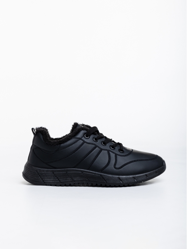 Ανδρικά αθλητικά παπούτσια μαύρα από οικολογικό δέρμα Grover, 3 - Kalapod.gr