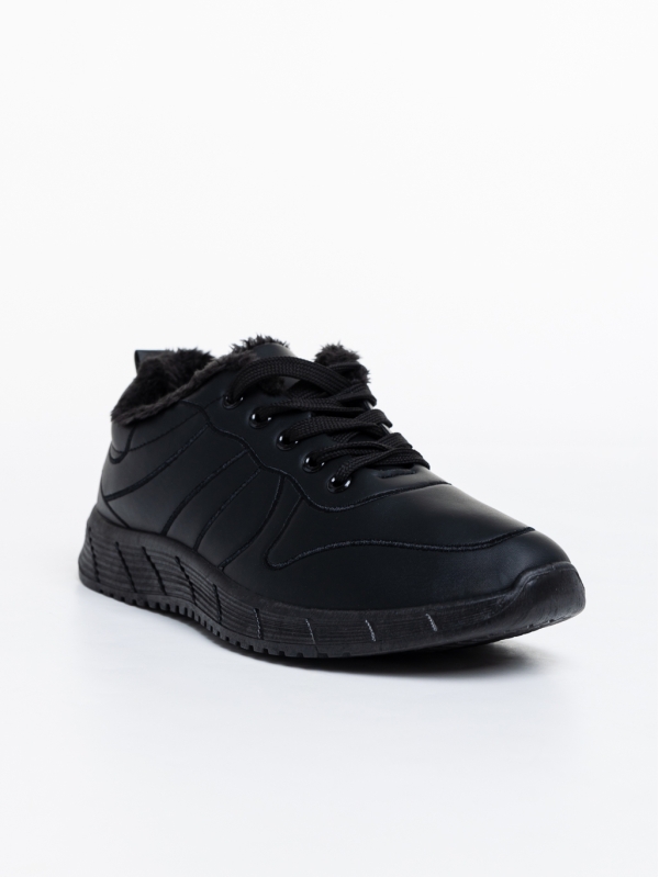 Ανδρικά αθλητικά παπούτσια μαύρα από οικολογικό δέρμα Grover, 2 - Kalapod.gr