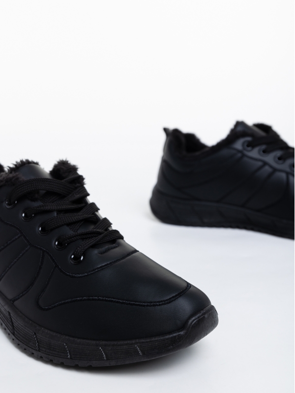 Ανδρικά αθλητικά παπούτσια μαύρα από οικολογικό δέρμα Grover, 4 - Kalapod.gr
