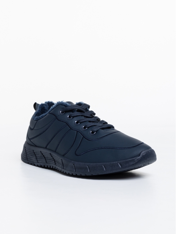 Ανδρικά αθλητικά παπούτσια σκούρο μπλε από οικολογικό δέρμα Grover, 2 - Kalapod.gr