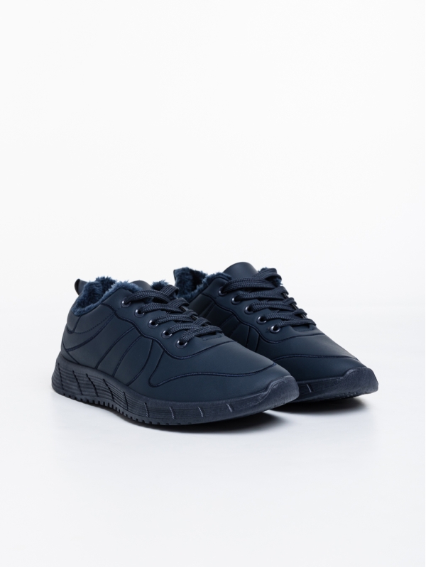 Ανδρικά αθλητικά παπούτσια σκούρο μπλε από οικολογικό δέρμα Grover - Kalapod.gr