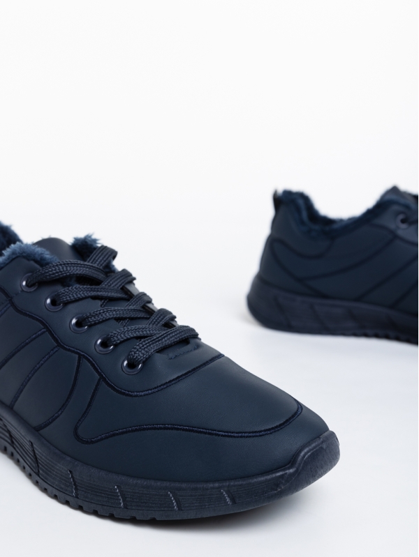 Ανδρικά αθλητικά παπούτσια σκούρο μπλε από οικολογικό δέρμα Grover, 4 - Kalapod.gr