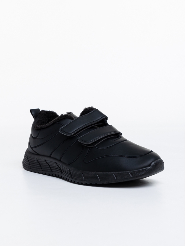 Ανδρικά αθλητικά παπούτσια μαύρα από οικολογικό δέρμα Osman, 2 - Kalapod.gr