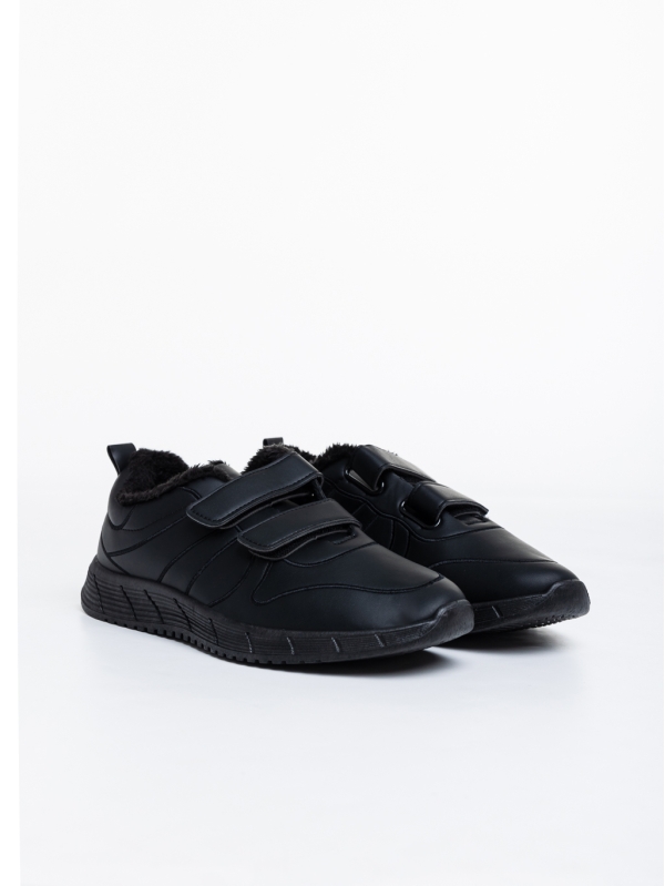 Ανδρικά αθλητικά παπούτσια μαύρα από οικολογικό δέρμα Osman - Kalapod.gr