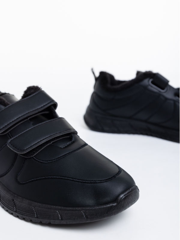 Ανδρικά αθλητικά παπούτσια μαύρα από οικολογικό δέρμα Osman, 4 - Kalapod.gr