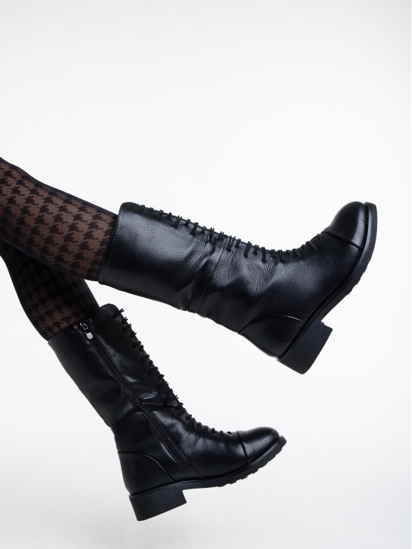 Γυναικείες μπότες   μαύρα  από οικολογικό δέρμα Kimberlyn, 6 - Kalapod.gr