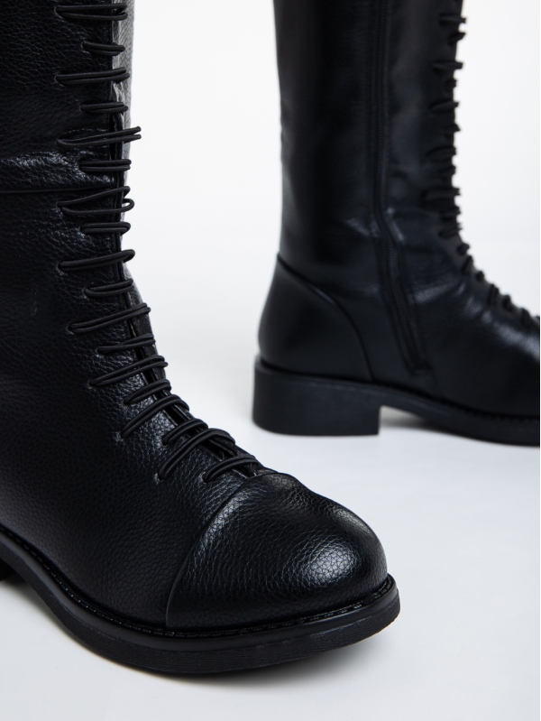 Γυναικείες μπότες   μαύρα  από οικολογικό δέρμα Kimberlyn, 8 - Kalapod.gr