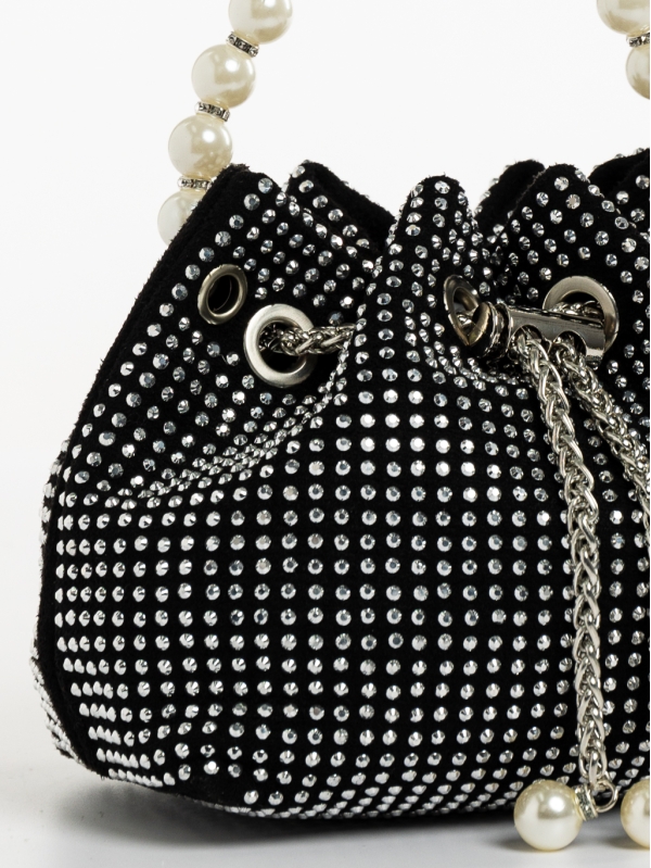 Γυναικεία τσάντα  μαύρη από ύφασμα Gesine, 3 - Kalapod.gr