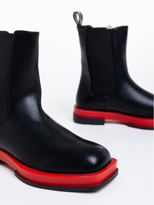 Γυναικείες μπότες μαύρα με κόκκινο από οικολογικό δέρμα Omolara, 6 - Kalapod.gr