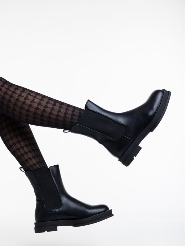 Γυναικείες μπότες μαύρα από οικολογικό δέρμα Omolara, 4 - Kalapod.gr