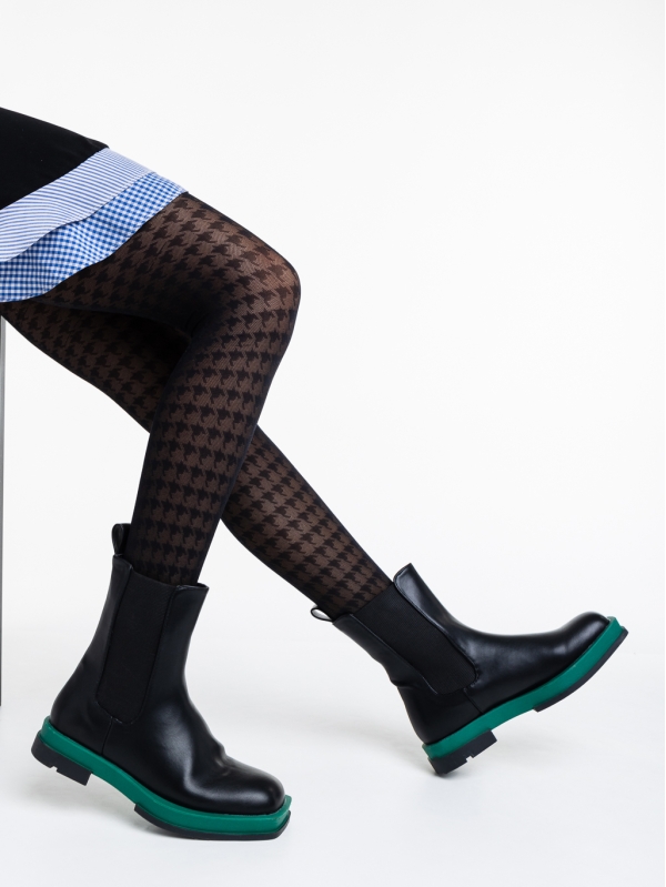Γυναικείες μπότες μαύρα με πράσινο από οικολογικό δέρμα Omolara - Kalapod.gr
