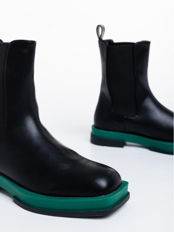 Γυναικείες μπότες μαύρα με πράσινο από οικολογικό δέρμα Omolara, 6 - Kalapod.gr