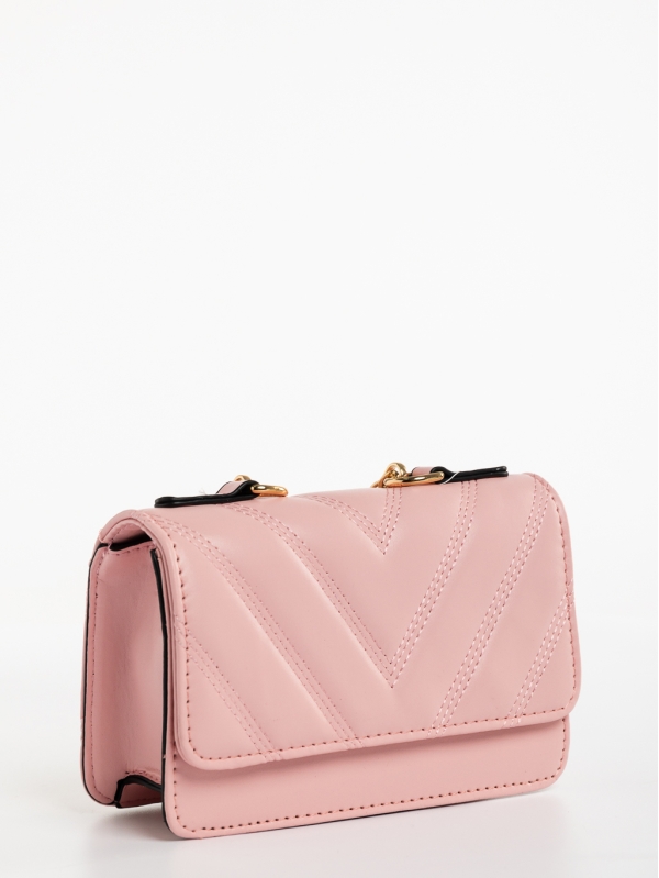 Γυναικεία τσάντα ροζ από οικολογικό δέρμα Louiza, 4 - Kalapod.gr
