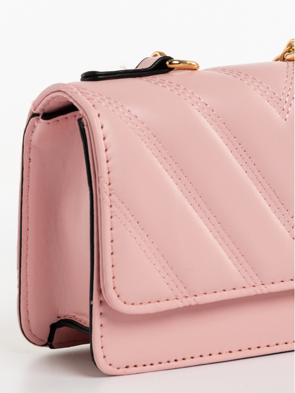 Γυναικεία τσάντα ροζ από οικολογικό δέρμα Louiza, 5 - Kalapod.gr