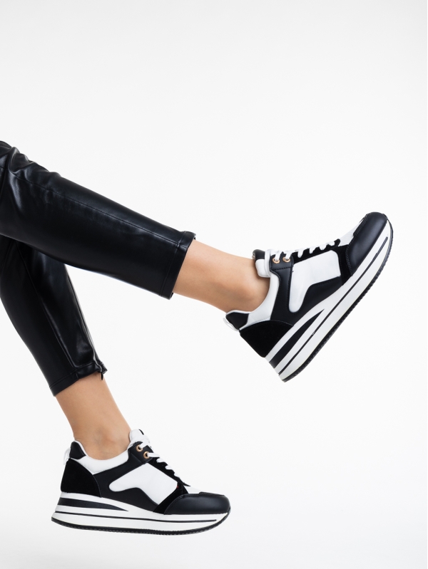 Γυναικεία αθλητικά παπούτσια  μαύρα από οικολογικό δέρμα   Calpurnia, 3 - Kalapod.gr