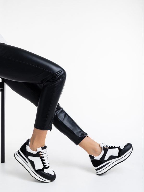 Γυναικεία αθλητικά παπούτσια  μαύρα από οικολογικό δέρμα   Calpurnia, 4 - Kalapod.gr