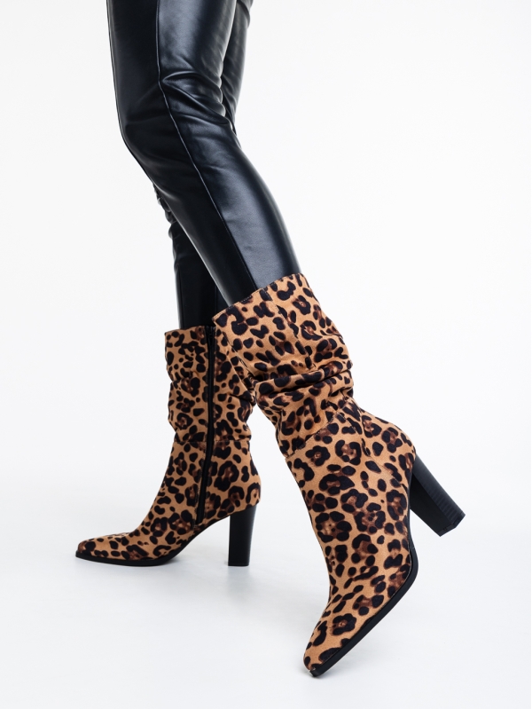 Γυναικείες μπότες λεοπάρδαλη από ύφασμα  Ritika, 2 - Kalapod.gr