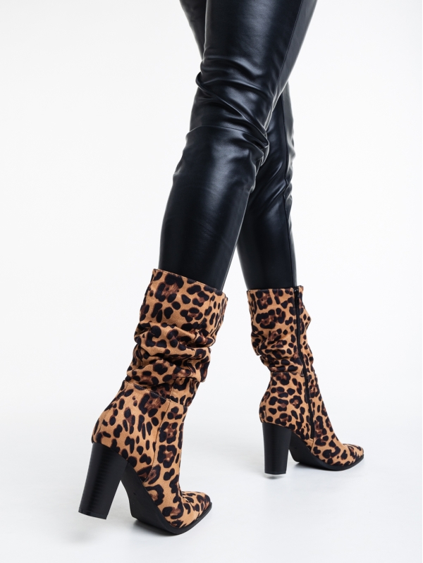 Γυναικείες μπότες λεοπάρδαλη από ύφασμα  Ritika, 3 - Kalapod.gr
