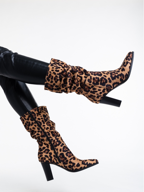 Γυναικείες μπότες λεοπάρδαλη από ύφασμα  Ritika, 4 - Kalapod.gr