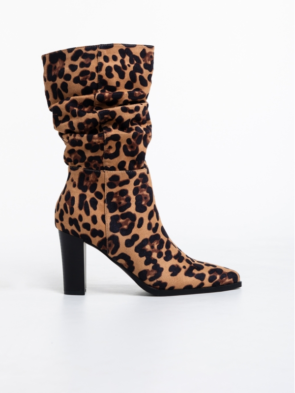Γυναικείες μπότες λεοπάρδαλη από ύφασμα  Ritika, 5 - Kalapod.gr