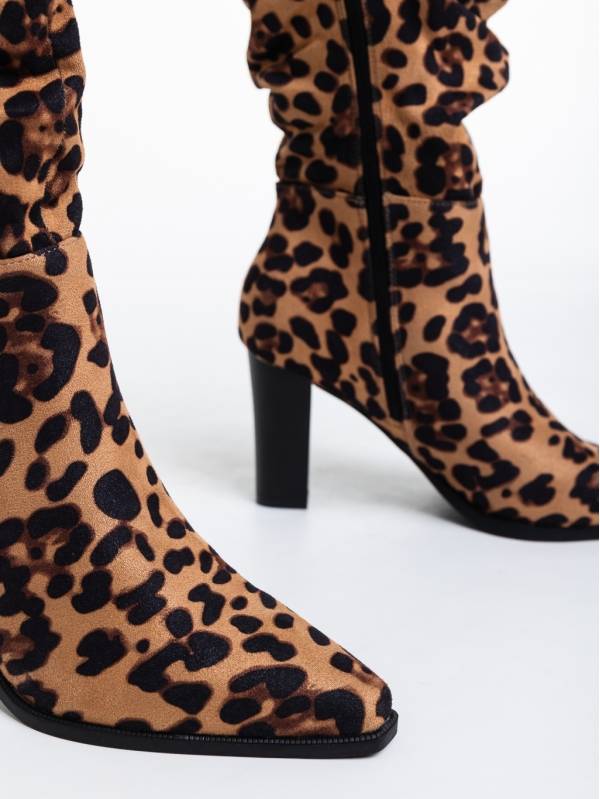 Γυναικείες μπότες λεοπάρδαλη από ύφασμα  Ritika, 6 - Kalapod.gr