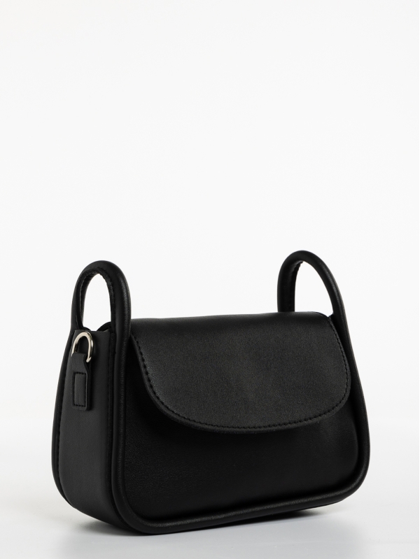 Γυναικεία τσάντα μαύρη από οικολογικό δέρμα Saturnina, 2 - Kalapod.gr