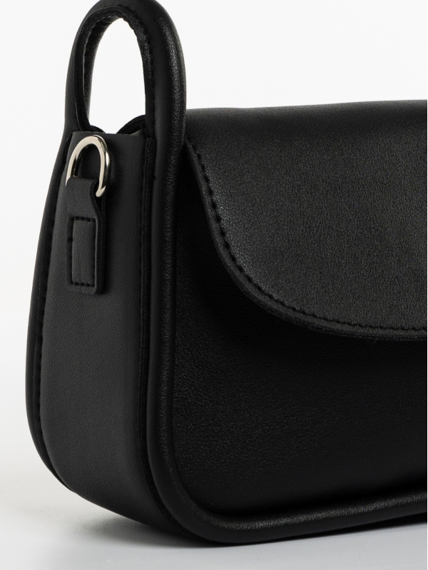 Γυναικεία τσάντα μαύρη από οικολογικό δέρμα Saturnina, 4 - Kalapod.gr