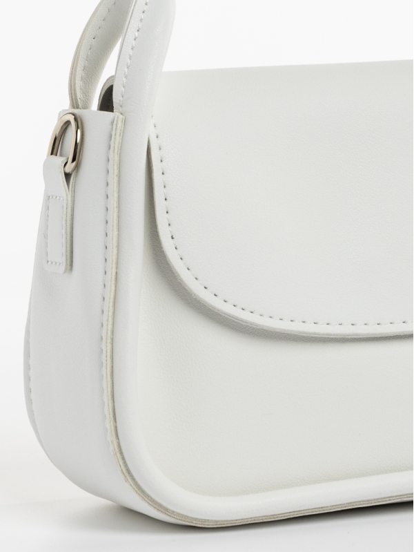 Γυναικεία τσάντα λευκή από οικολογικό δέρμα Saturnina, 4 - Kalapod.gr