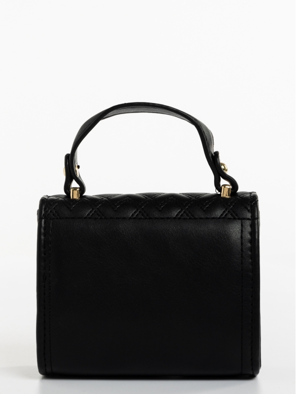 Γυναικεία τσάντα μαύρη από οικολογικό δέρμα Saffira, 5 - Kalapod.gr