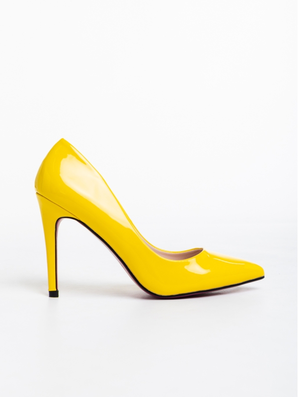 Γυναικεία παπούτσια  κίτρινα  από οικολογικό δέρμα  λουστρίνι Sibylla, 5 - Kalapod.gr