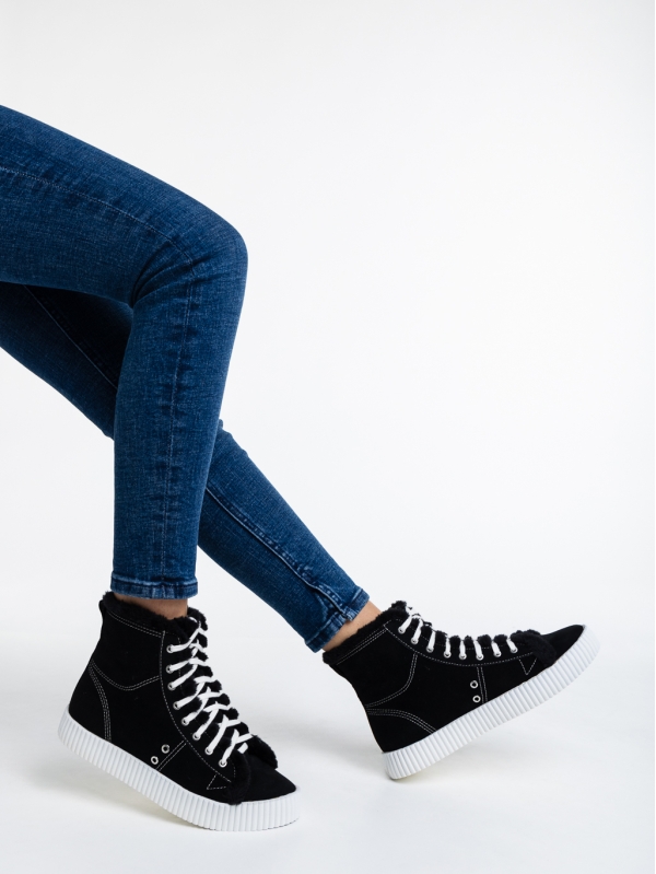 Γυναικεία μπότακια μαύρα από ύφασμα  Nebile, 6 - Kalapod.gr