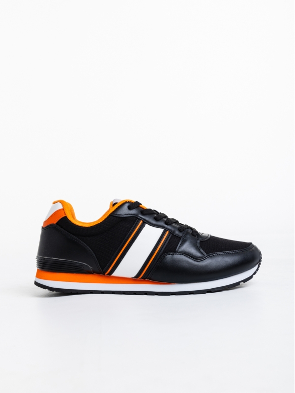 Ανδρικά αθλητικά παπούτσια μαύρα από οικολογικό δέρμα και ύφασμα Cassio - Kalapod.gr