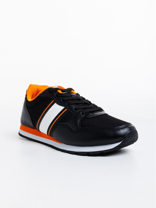 Ανδρικά αθλητικά παπούτσια μαύρα από οικολογικό δέρμα και ύφασμα Cassio, 2 - Kalapod.gr