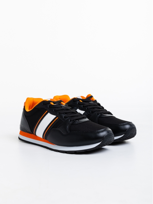 Ανδρικά αθλητικά παπούτσια μαύρα από οικολογικό δέρμα και ύφασμα Cassio, 3 - Kalapod.gr