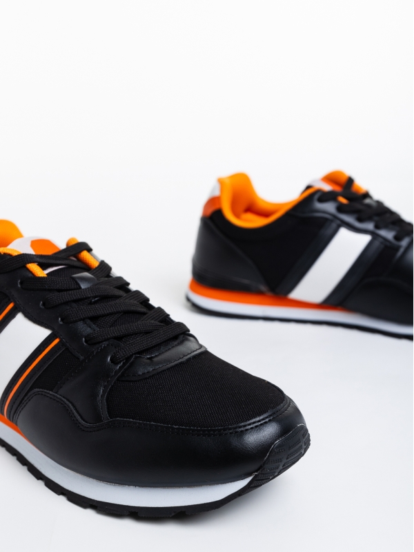 Ανδρικά αθλητικά παπούτσια μαύρα από οικολογικό δέρμα και ύφασμα Cassio, 4 - Kalapod.gr
