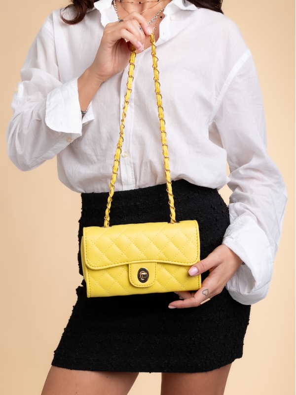 Γυναικεία τσάντα κίτρινη από οικολογικό δέρμα Madalitso - Kalapod.gr