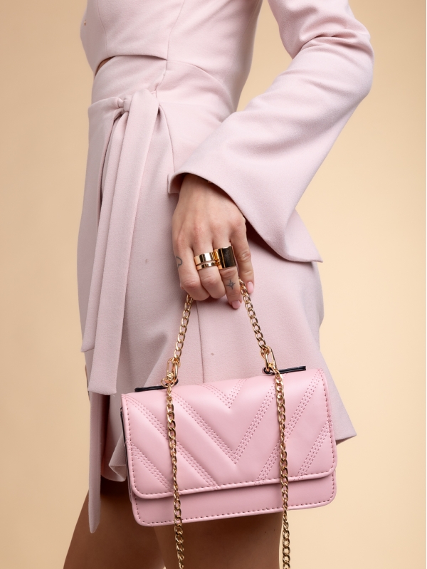 Γυναικεία τσάντα ροζ από οικολογικό δέρμα Louiza - Kalapod.gr