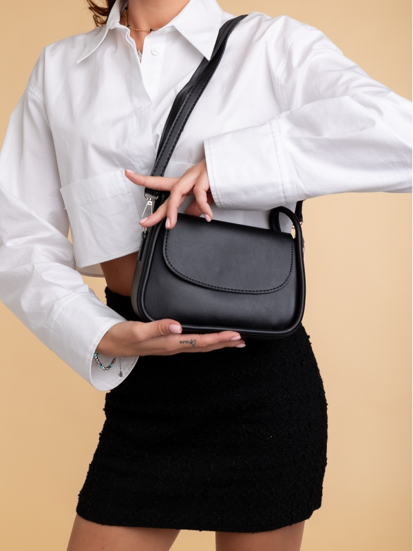Γυναικεία τσάντα μαύρη από οικολογικό δέρμα Saturnina - Kalapod.gr